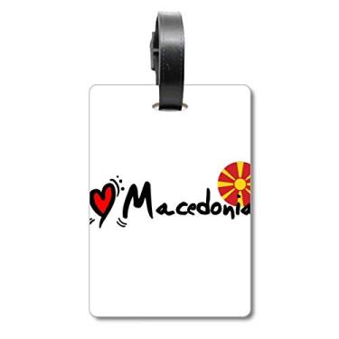 Imagem de I Love Macedonia Bandeira da Palavra Love Heart Ilustration Mala Etiqueta de Bagagem Etiqueta de Bagagem Etiqueta de Scutcheon Pendurada