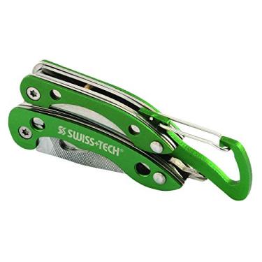 Imagem de Swiss+Tech Alicate multiferramenta para chaveiro, estrutura de aço inoxidável sólido, cor verde, ferramentas 8 em 1 para acampamento, ar livre, ferragens - pacote com 1 (ST021901)