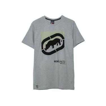 Imagem de Camiseta Básica Masculina Com Estampa Flocada Marfim Mescla K839a - Ec