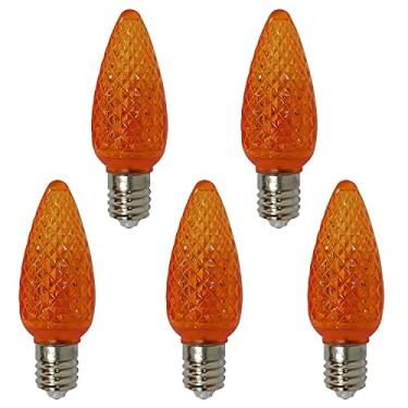 Imagem de Caixa com 25 lâmpadas de LED C9 com certificação UL, 3 LEDs SMD em cada lâmpada de luz regulável C9 E17 para cordão de luzes ao ar livre, totalmente à prova d'água e resistente à quebra (laranja)