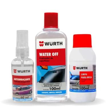 Imagem de Kit Water Off Wurth Repelente de Agua + Anti embalante + Limpa para brisa para carro Wurth