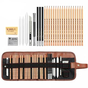 Imagem de CIADAZ 29 PCS Conjunto de Lápis Desenho Esboço Carvão Arte com Lápis Suprimentos de arte profissional com bolsa de armazenamento Ferramenta de desenho de retrato Grande presente para adultos, alunos,