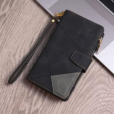 Imagem de Capa de couro flip para XiaoMi para Mi 13 12T 11T Pro Lite 12 10T Poco C55 M5S X5 X4 X3 F4 M4 GT C40 Slot para cartão Zipper Wallet Bag Cover, Black, For Xiaomi 12 Lite