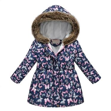 Imagem de Beziun Jaqueta longa leve para meninas da moda infantil, impermeável, embalável, com capuz, macia, acolchoada, Ny2, 4-5 Anos