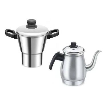 Imagem de Cuscuzeira Alumínio Polido n.º 18 + Bule 1000ml | Mariotti