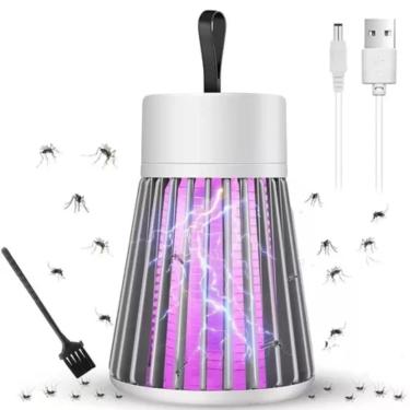 Imagem de Mata Mosquito LED UV Armadilha Luminária USB Bivolt Repelente Eletrônico para Insetos Pernilongos Moscas Lâmpada Ultravioleta com Choque Elétrico 110/220V Recarregável Portátil Kit Premium
