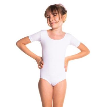 Imagem de Collant De Ballet Com Manga Infantil Em Malhação Branco - Guaili