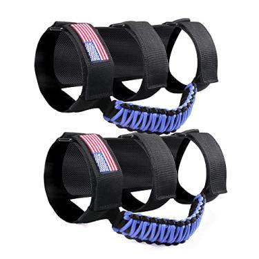 Imagem de RERPRO Puxadores de barra de rolo para Jeep Wrangler CJ YJ TJ JK JL Gladiator JT 1955-2023 2" - 4" Gaiola de rolo Paracord Grip Handle para todos os Jeep Off Road UTV ATV Polaris RZR Ranger Can-am 2 pacotes azul