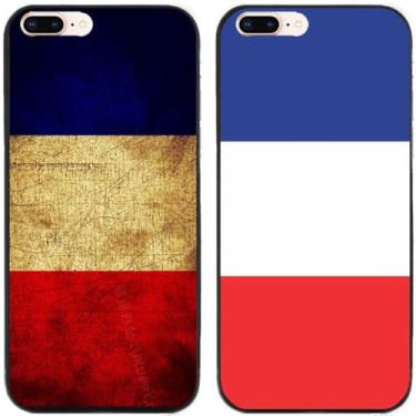 Imagem de 2 peças retrô bandeira da França impressa TPU gel silicone capa traseira para Apple iPhone (iPhone 7 Plus/iPhone 8 Plus)