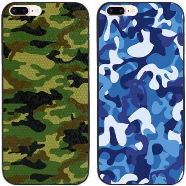 Imagem de 2 peças de capa de telefone traseira de silicone em gel TPU impresso camuflagem para Apple iPhone todas as séries (iPhone 7 Plus/iPhone 8 Plus)