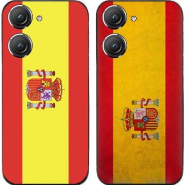 Imagem de 2 peças retrô bandeira da Espanha TPU gel silicone capa de telefone traseira para Asus Zenfone 8/9/10 (Asus Zenfone 10)