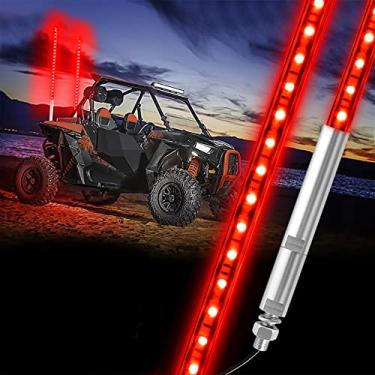 Imagem de BESTZHEYU 2 peças de luz LED vermelha de 0,9 m para quadriciclo UTV 1,9 m de LED chicote para RZR Polaris Off-Road Sand Dune Buggy 4x4