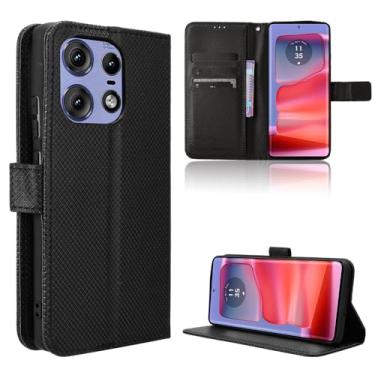 Imagem de Capa de couro compatível com Motorola Edge 50 Pro, capa flip de couro PU compatível com Motorola Moto Edge 50 Pro 5G capa preta