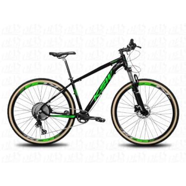 Imagem de bicicleta Aro 29 KSW XLT 100 em Aluminio 1x12v Pedivela Single coroa Unica Catraca Cassete 11/50 Dentes Freio a Disco Suspensão,21,Preto Verde Verde Claro