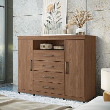 Imagem de Cômoda 2 Portas e 4 Gavetas com Rodízios Havana Master Santos Andirá