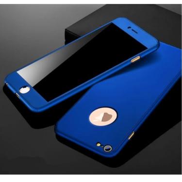 Imagem de Capa de telefone luxuosa de proteção total 360 para iPhone 6 6s Xs Max XR X Capa Coque para iPhone 6 12 7 8 Plus Capa 5s 13 11 Capa de vidro, azul oco, para iPhone 12 Mini
