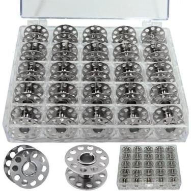 Imagem de Kit Estojo com 25 Bobinas Altas de Metal de Para Maquina de Costura  D