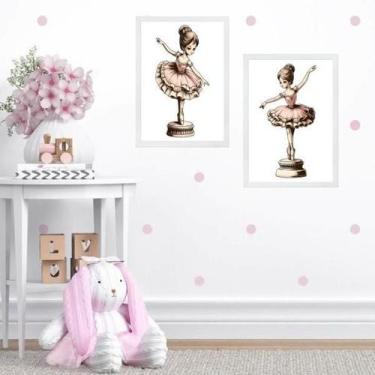 Imagem de Kit 2 Quadros Quarto Menina Bailarina Caixinha Música - Quadros On-Lin
