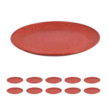 Imagem de 10UN Prato Lanche Sobremesa Redondo Resistente 20cm Vermelho - EVO