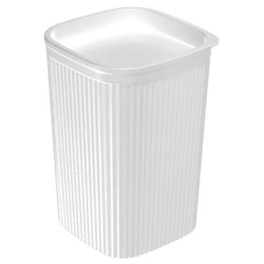 Imagem de Porta cotonete e algodão frisos branco Plasutil ref.13824