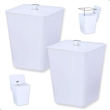 Imagem de Lixeira Quadrada De Embutir 7 Litros Aramado Branca C Tampa - Arthi