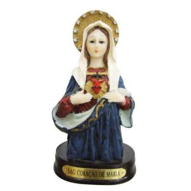 Imagem de Imagem Sagrado Coração de Maria c/Luz Resina Importada 15cm - Zona Liv