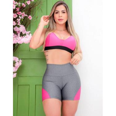 Imagem de Conjunto Feminino Academia Top com Bojo e Shortinho com Recortes nas L