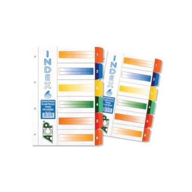 Imagem de Divisoria P/ Fichario Colorida Plastica Pvc 6 Unidades ACP