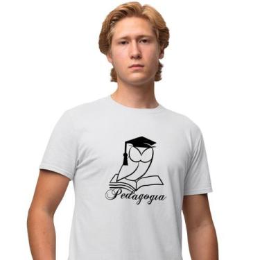 Imagem de Camisa Camiseta Masculina Estampada Pedagogia Coruja 100% Algodão Fio 