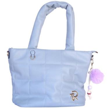 Imagem de Bolsa Feminina Puffer Túlio Rossato Alça Ombro Mão Luxo Azul - Tulio R