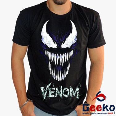 Imagem de Camiseta Venom 100% Algodão - Geeko, Preto gola careca, P