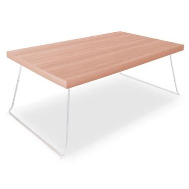 Imagem de Mesa de Centro Berlim Retangular em Aço e MDF Clean - Branca e Jade - 