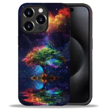 Imagem de yicomon Capa para celular compatível com iPhone 15 Pro, linda estampa de árvore da vida, durável, moderna, engraçada, capa protetora macia antiarranhões à prova de choque