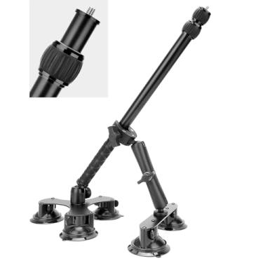 Imagem de Vamson Kit de montagem de carro com sucção 5 em 1 para Insta360 X4 X3 X2 X Ace Pro Ace, suporte para câmera de carro para GoPro Hero 12 11 10 9 8 7/DJI Osmo Action 4 3, inclui acessórios invisíveis de