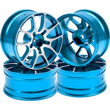 Imagem de HIRCQOO Aluminum Alloy 1/10 On-Road Racing Touring Drift Car Wheel Rims 12mm Hex Hub 26mm Width Compatible with Tamiya TT01 Kyosho RedCat Sakura D4 XIS HSP 1/10 RC Car (Blue)