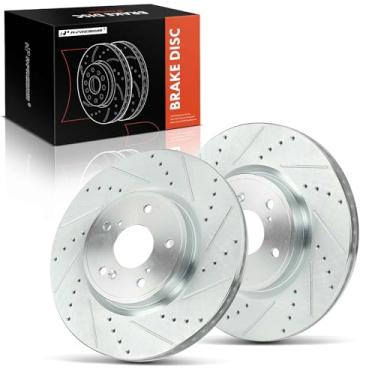 Imagem de A-Premium Rotores de freio a disco dianteiro perfurado e ranhurado de 12,26 polegadas (311 mm) compatíveis com modelos selecionados Honda e Acura - CR-V 2017-2023, Civic 2022-2023, Accord 2018-2023,