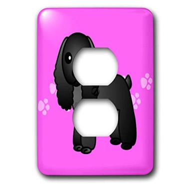 Imagem de 3dRose Lsp_15342_6 Capa de saída de 2 plugues Cocker Spaniel preto fofo rosa com estampa de patas