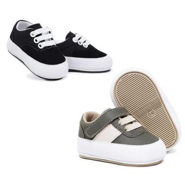 Imagem de Kit Tênis de Bebê Masculino 2 Pares Confortável Menino - Skalvin, Pret