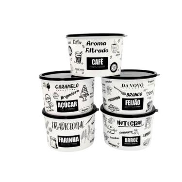 Imagem de Potes Plásticos Kit Conjunto De 5 Potes Mantimentos Premium - Casa Beb