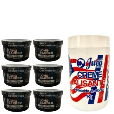 Imagem de Kit Alisante Americano 1kg Juca + 6 Gel Long Barber 300g - Juca Men 4B