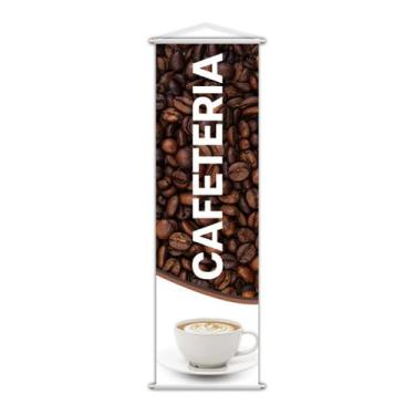 Imagem de Banner Cafeteria Café Grãos Xícara Bebida Lona 100x30cm - Plimshop