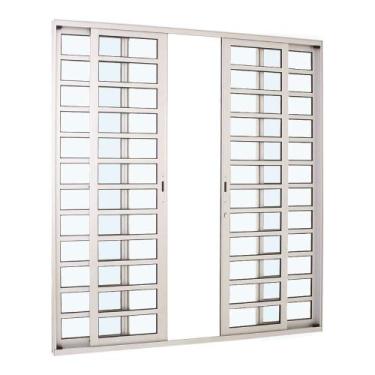 Imagem de Porta de Correr Divisão Horizontal Alumínio 216 x 200 x 8,7 cm 4 Folha