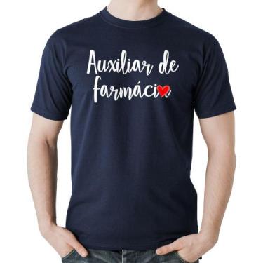 Imagem de Camiseta Algodão Auxiliar de Farmácia por Amor - Foca na Moda, Marinho