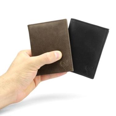 Imagem de Kit Duas Carteiras Masculinas Slim Porta Cartão Couro Legítimo - Fênix