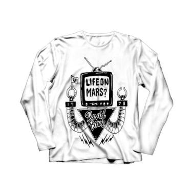 Imagem de Camiseta Manga Longa Masculina David Bowie - Ultrav Store, Branco, M