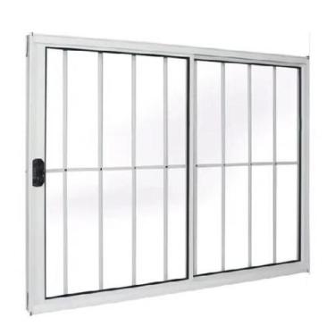 Imagem de Janela Para sala/Cozinha 2 Folhas 100x150 Branco Com Grade - ALLO ESQU