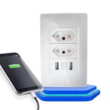 Imagem de Tomada Dupla com Usb De Parede Bivolt Carregador Universal Celular - G