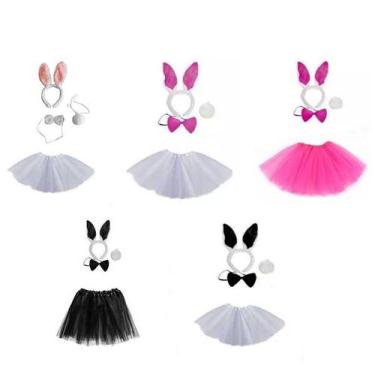 Imagem de Fantasia Coelhinha Tiara Gravata Rabinho Saia 35cm - 4 Pçs - CM Presen