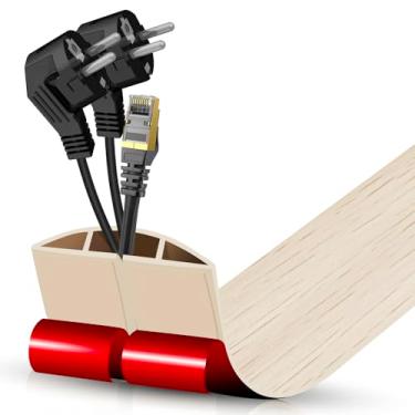 Imagem de Escondedor de cabo autoadesivo com cavidade de 2 x 0,9 cm, gerenciamento de cabos de perfil baixo de 9 m, protetor de extensão para fios, evita viagens de cabos para escritórios, academias e