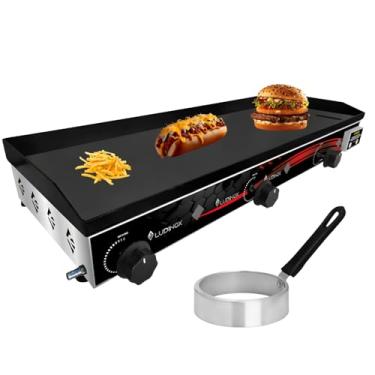 Imagem de Chapa de Hambúrguer Profissional 5mm 70X30 Inox á Gás 3Q + ANEL DE OVO